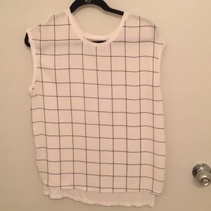 White sleeveless printed Loft blouse